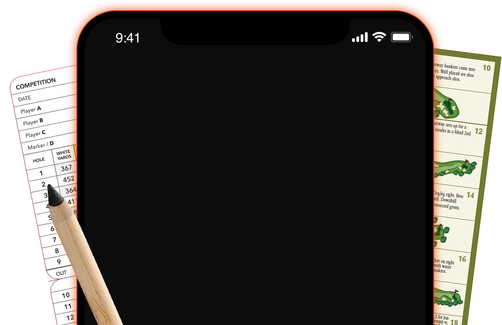 Warmup Golf app with scorecard and course map